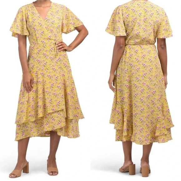 New Roller Rabbit Floral print Prana Filena Wrap Dress flutter
yellow midi - Picture 2 of 14